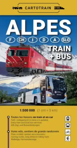 Cartotrain - Carte "Alpes 6 pays : Train+Bus"
